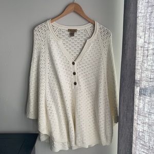 Peck & Peck ivory poncho style sweater size L/XL